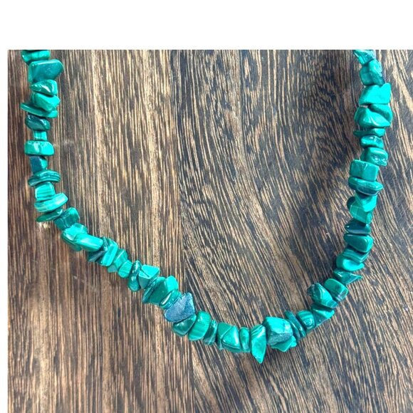Natural Green Malachite Genuine Gemstone Chip Necklace 30" Boho Style Women - Picture 1 of 5